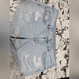 American Eagle Outfitters Light Blue Distressed Denim Jean Shorts